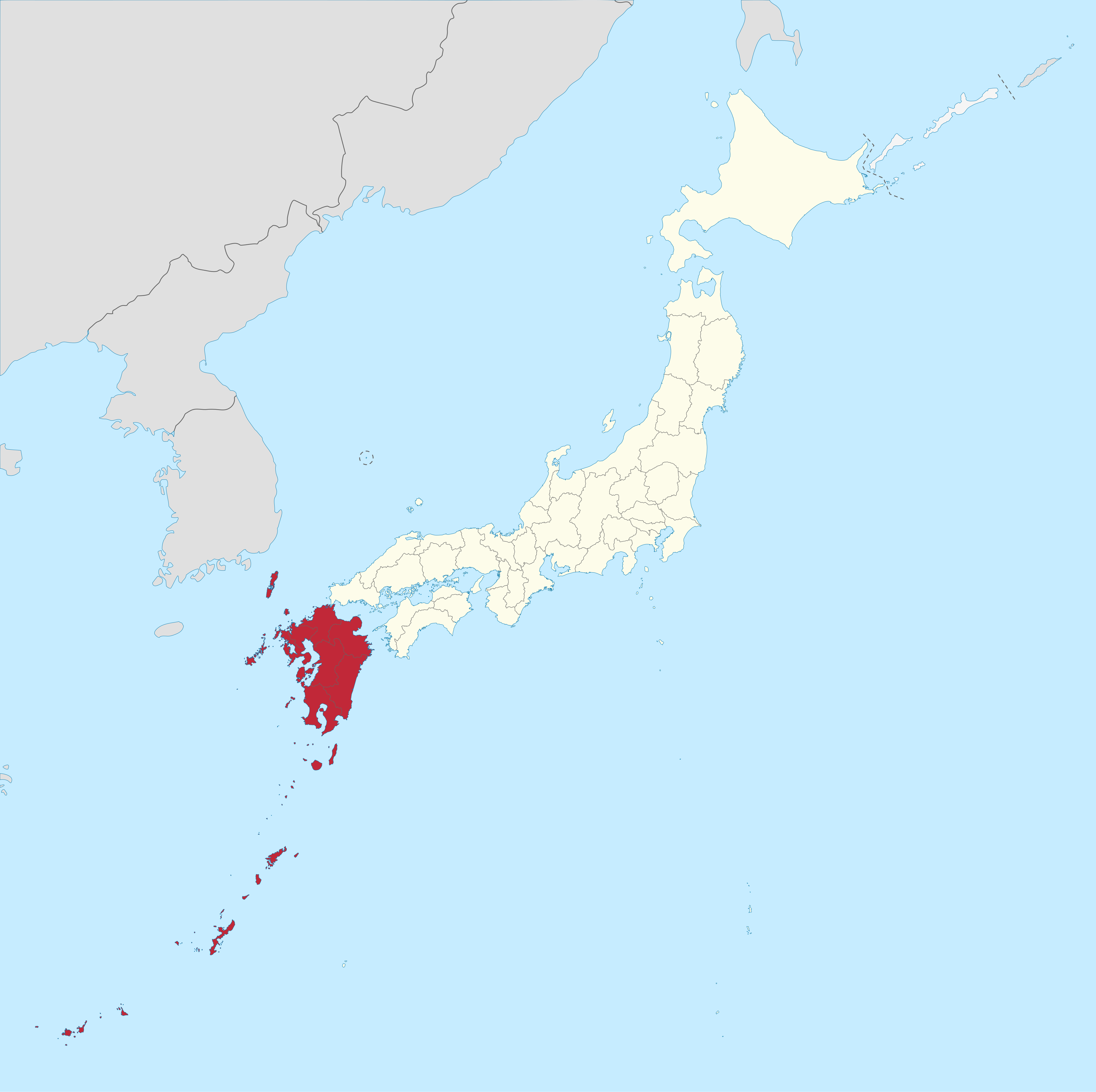 Location of Kyushu within Japan