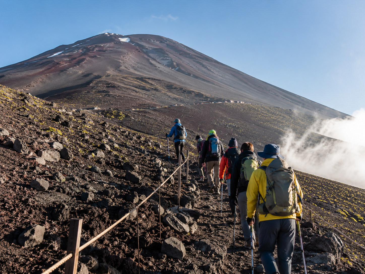 Climbers ascending the Mt. Fuji Yoshida Route