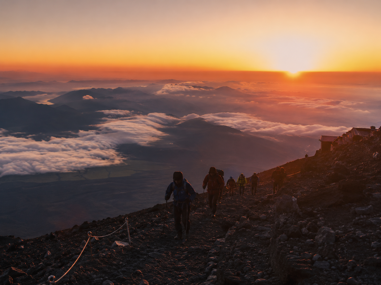 Pre-dawn Mt. Fuji summit climb