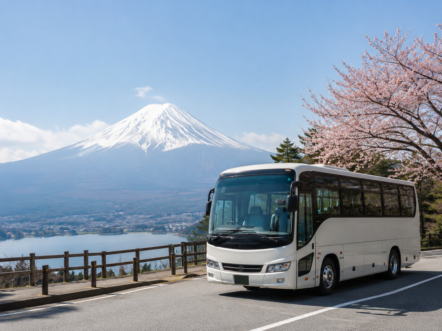 Shared bus transportation for a Mt. Fuji climbing tour