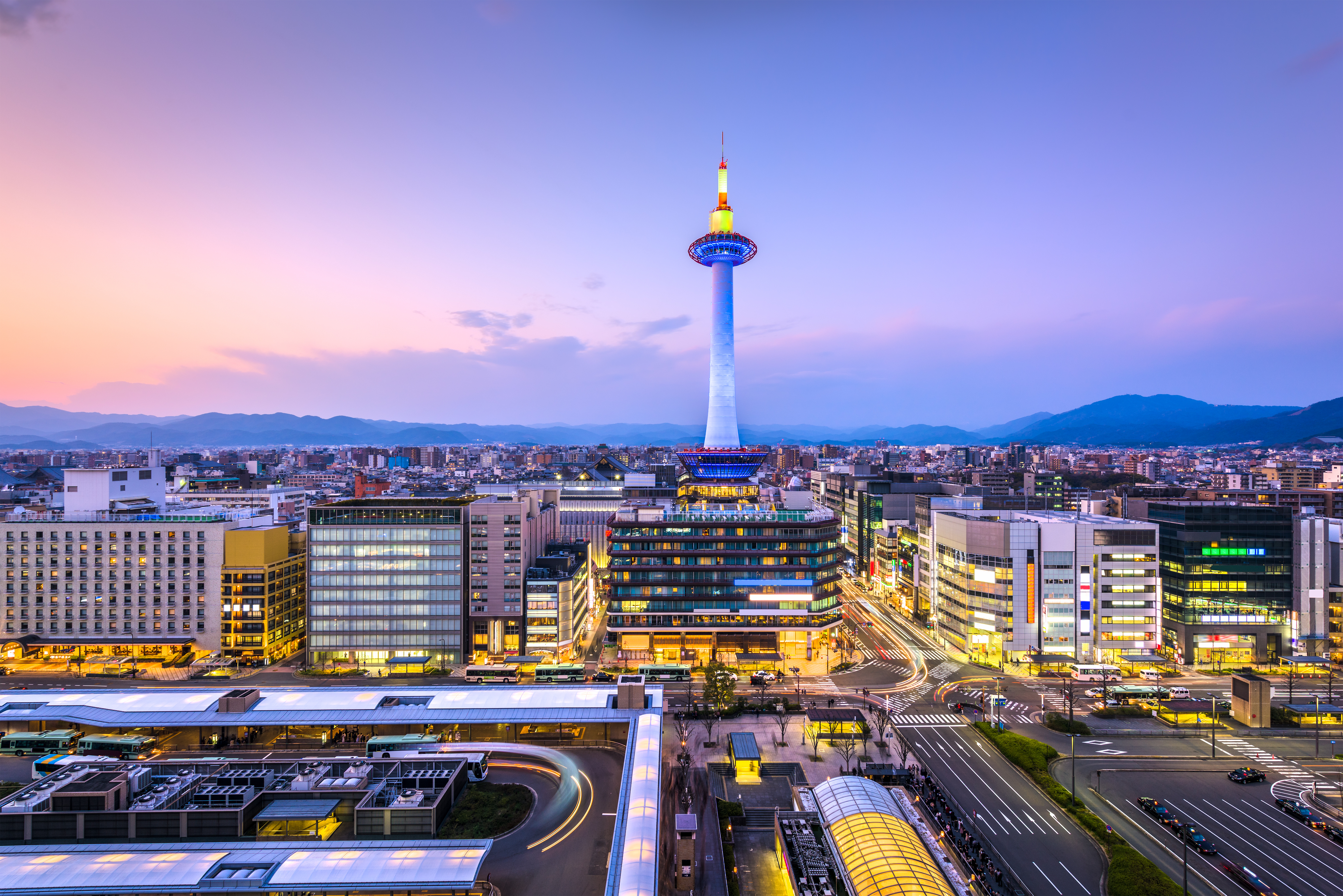 Kyoto city skyline in Japan