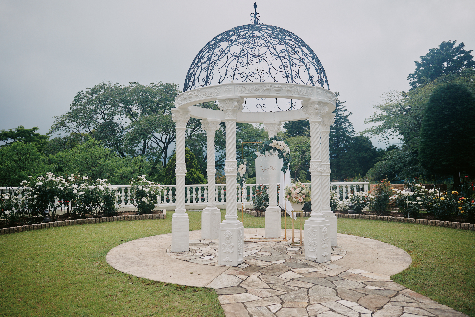Outdoor garden proposal setting prepared for a special occasion